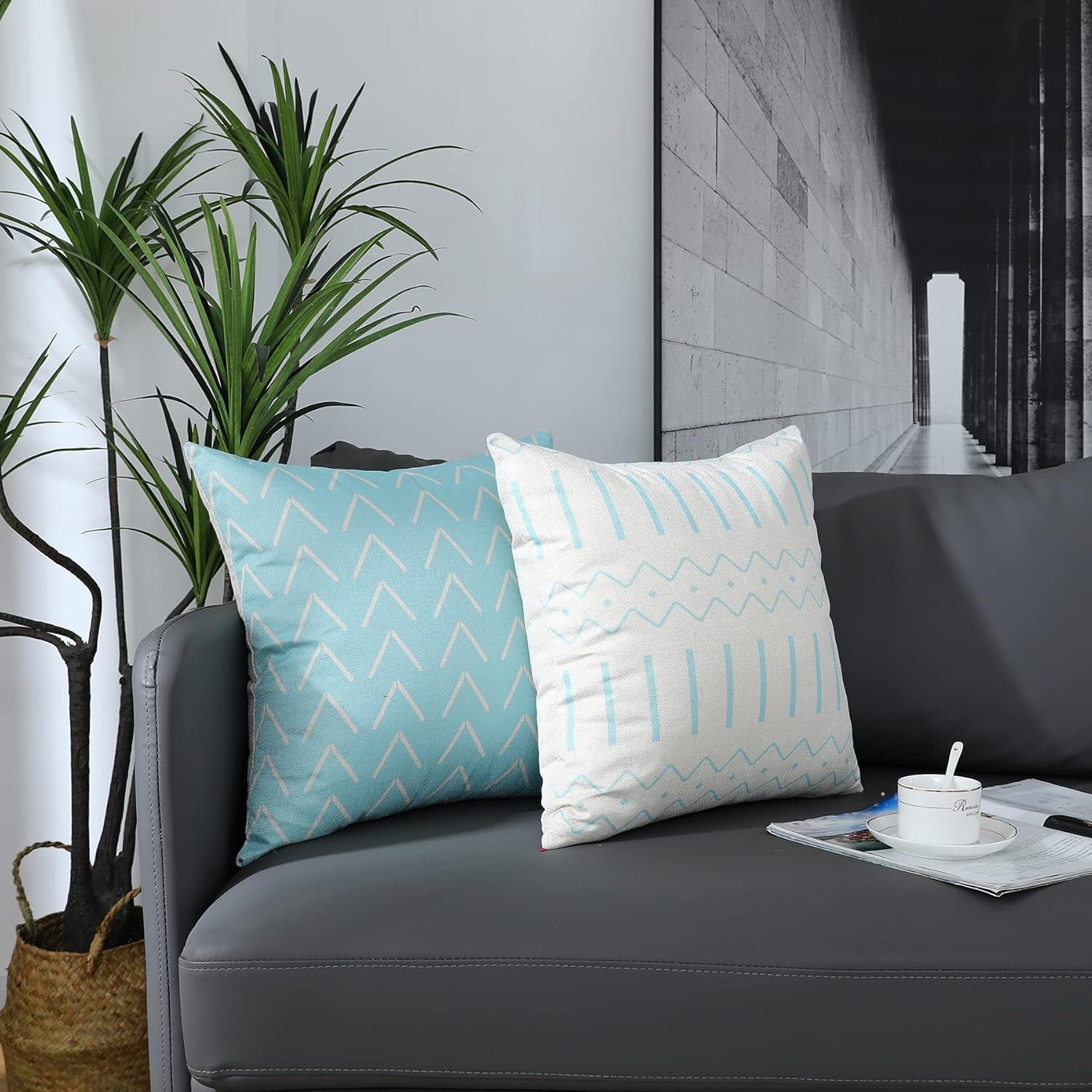 Throw Pillow Covers 24X24 Inch, Pillow Covers 24X24,Squar Pillow Covers Set of 4 Boho Modern Farmhouse Neutral Decorative Pillowcases Linen Cushion Case for Couch, Bed, Home Decor
