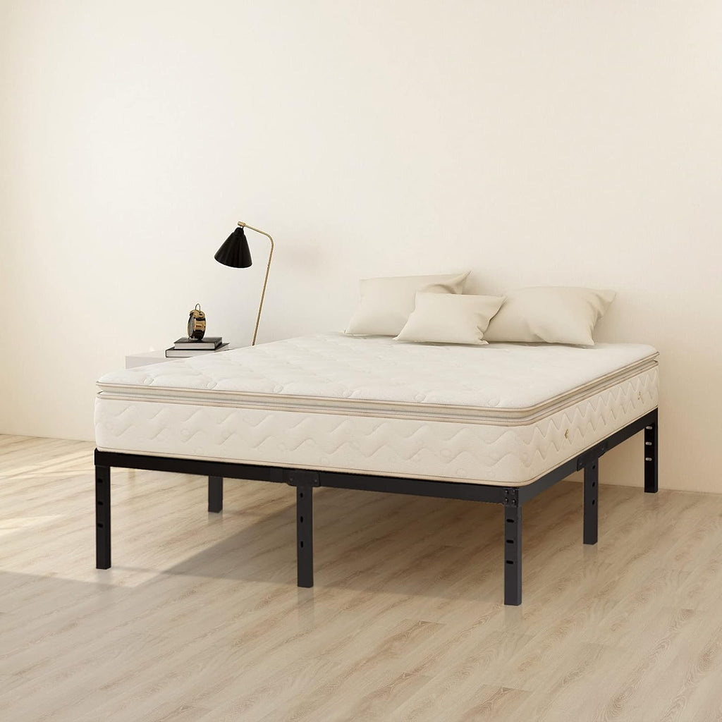 Queen Size Bed Frame with Steel Slats Support, Sturdy and Durable, No Box Spring Needed, 16 Inch High 3500Lbs Heavy Duty Metal Platform Frames with Storage, Noise-Free, Black