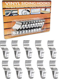 Vinyl Siding Hooks Hanger (10 Pack) | No Drill Vinyl Hooks for Hanging Outdoor Decor, Sliver