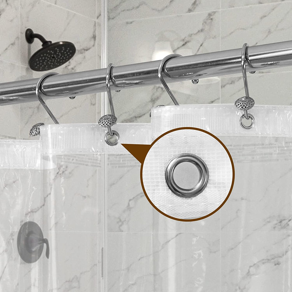 Plastic Shower Liner Clear - Premium PEVA Shower Curtain Liner with Rustproof Grommets and 3 Magnets, Waterproof Cute Lightweight Standard Size Bathroom Curtains - Clear