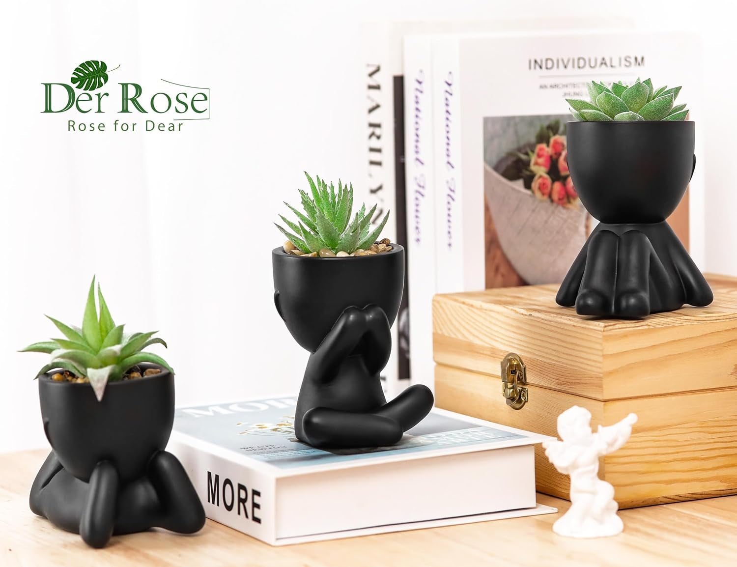 3Pcs Fake Succulents Plants Artificial for Black Bathroom Bedroom Home Living Room Halloween Decor Aesthetic Indoor