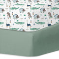 Crib Sheets for Girls and Boys, 2Pk Baby Crib Fitted Sheet for Standard Size Crib and Toddler Mattress, Super Soft Baby Sheet, Green Dinosaur