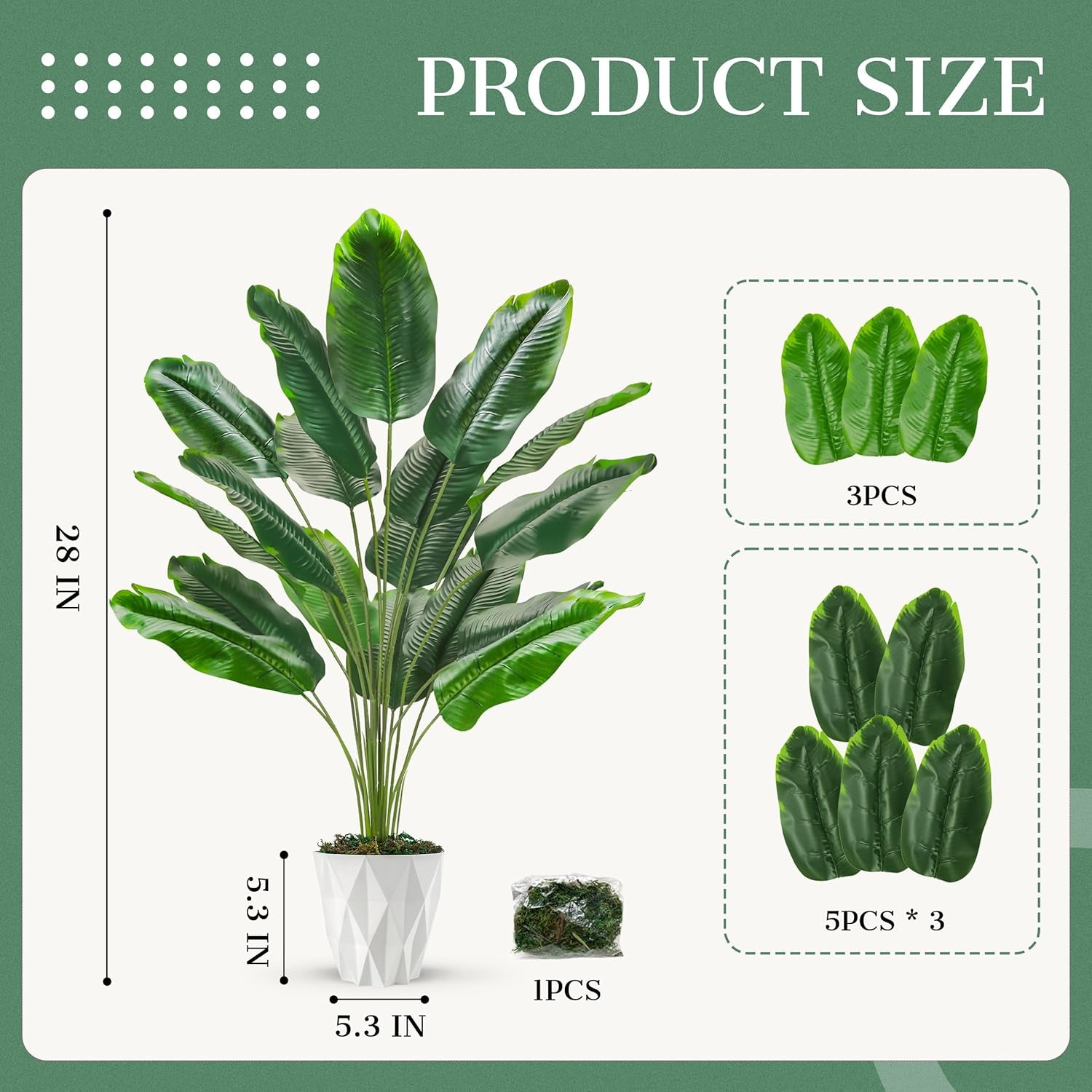 Tall Fake Plants 28" Artificial Potted Tropical Faux Plants Banana Tree Indoor for Home Office Living Room Balcony Decor