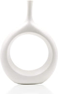 10" White Ceramic Vase for Modern Living Room, Bedroom, Kitchen Decor - Decorative Flower Vase