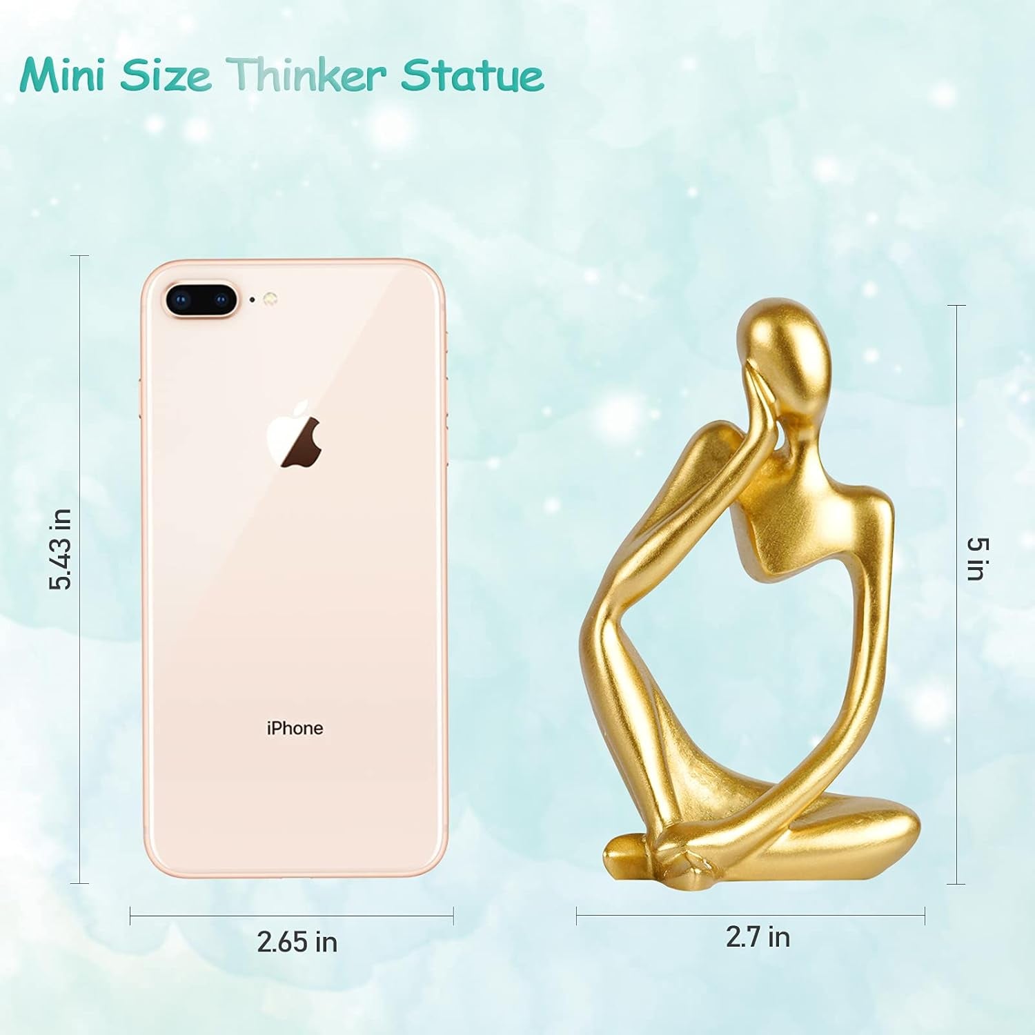 the Thinker Statue Abstract Sculpture Resin Statues for Home Decor Modern Home Office Shelf Desktop Bookshelf Decor Set of 3 (Gold)