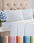 Cal King Size 4 Piece Sheet Set - Comfy Breathable & Cooling Bed Sheets Set - Hotel Luxury Bedding for Women, Men, Kids, Teens, Boys & Girls - Deep Pockets & Wrinkle Free - Oeko-Tex - Blue Stripes 2