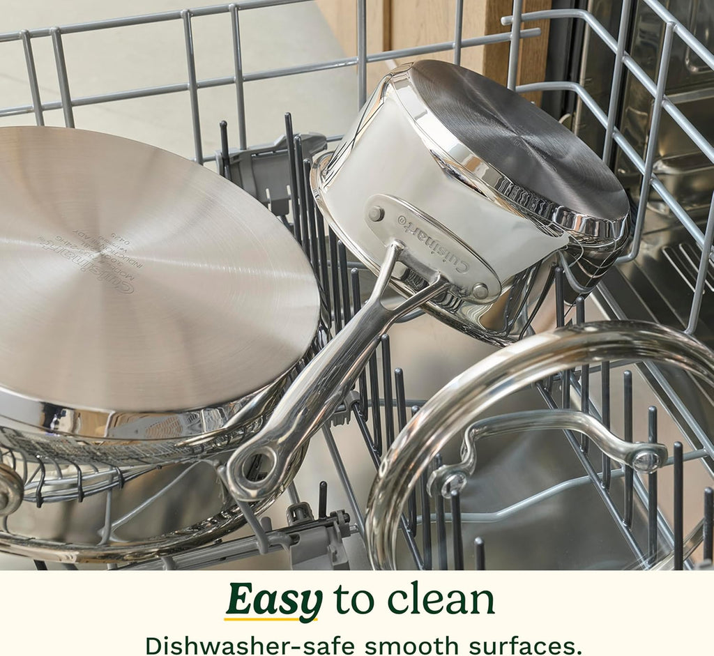 Chef’S Classic 11-Piece Stainless Steel Pots and Pans Set, Cookware Set Compatible with Induction, Electric, Gas Cooktops, Aluminum Core for Even Heat, Cool Grip Handles, Dishwasher Safe