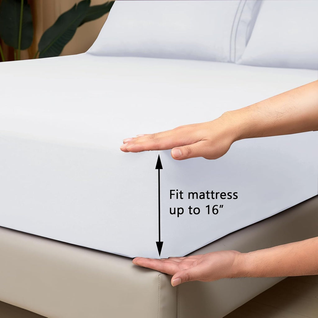 California King Size Sheet Set - Soft Microfiber Bed Sheets,Deep Pocket Fitted Sheet, Breathable, Wrinkle & Fade Resistant - 4 Piece (California King,White)