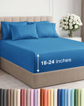 Extra Deep King Sheet Set - 6 Piece Breathable and Cooling Sheets - Hotel Luxury Bedding for Women, Men, Kids & Teens - Easy & Secure Fit - Soft, Wrinkle Free & Comfy - Extra Deep Pockets - Denim Blue