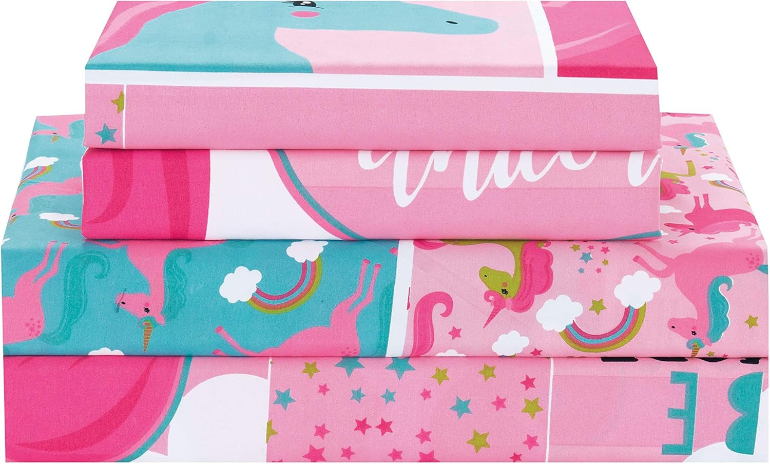 8 Piece Unicorn Bed in a Bag, Full Bedding for Girls, Kids Comforter Set with Bed Sheets, Pillow Case, Toy Pillow, Unicorn Bedroom for Girls, Full Size